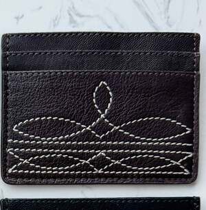 Brown Leather Boot Stitch Card Holder